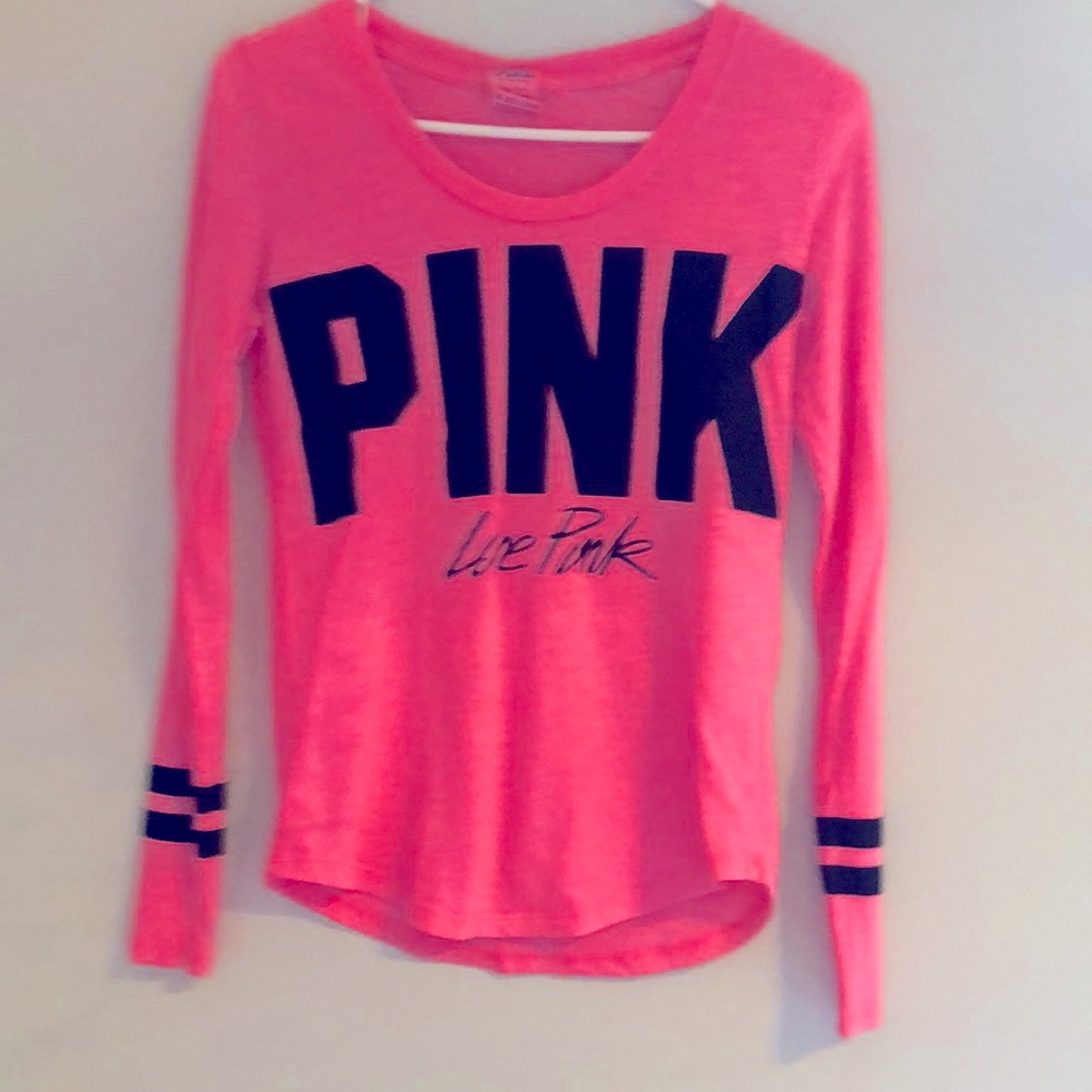 Bright pink Victoria’s Secret T-shirt